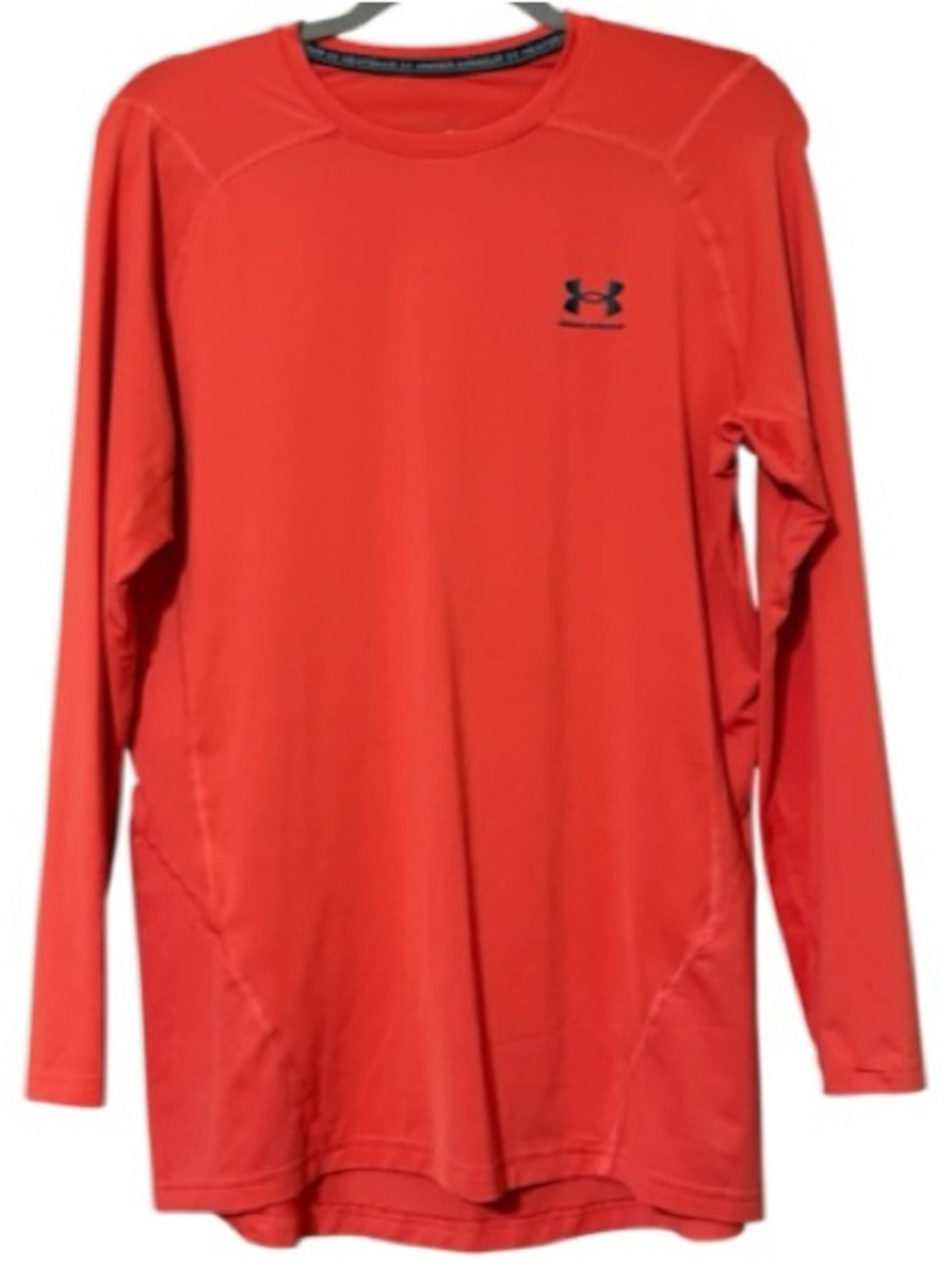 Under Armour Shirt Mens Medium Fitted orange Long Sleeve heat gear Performance